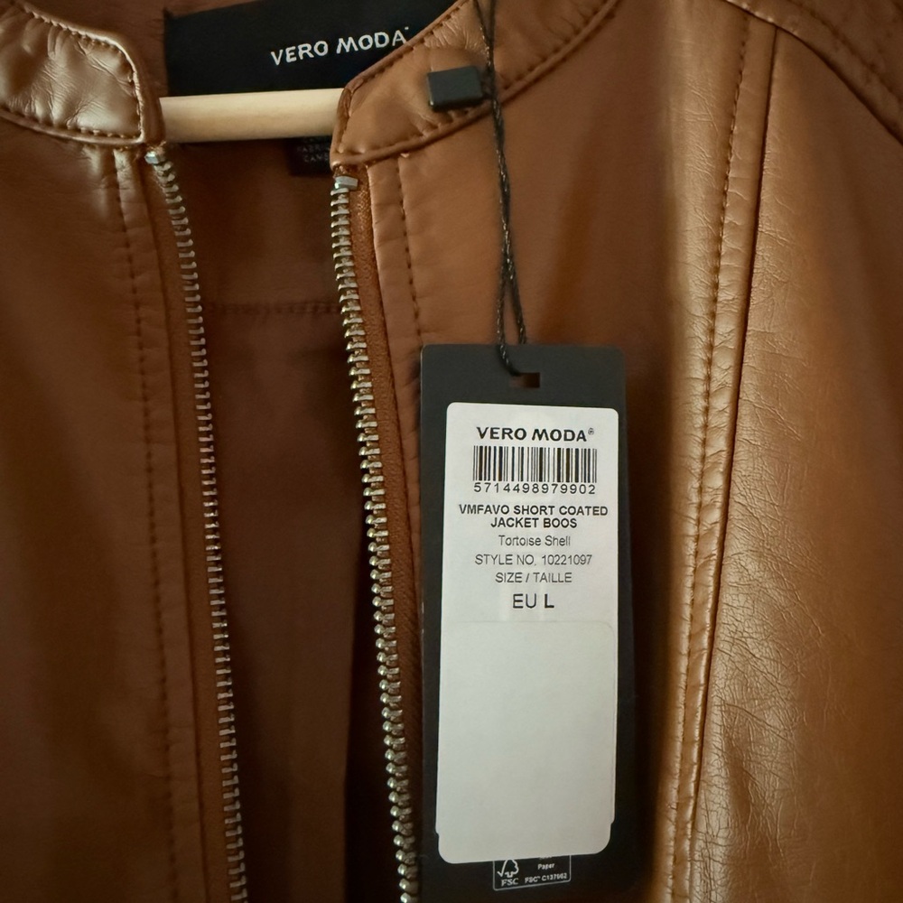 Vero Moda Tan Leather Jacket - Picture 2 of 3